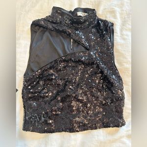 Black Cutout NA-KD Sequin Top